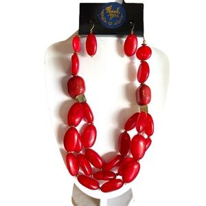 Red Necklace Set Red Bridal Jewelry Set Holiday Party Formal Dress Jewelry